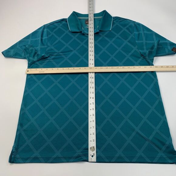 Greg Norman Polo Shirt Mens XL Glacier Green Tasso Elba Diamond Jacquard Golf - Picture 6 of 11